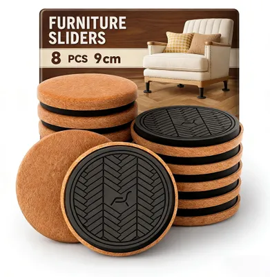 Imagen del producto de Deslizadores para muebles, color marrón, 8 unidades, 9 cm, para suelos de madera