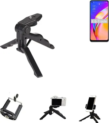 Produktbild von K-S-Trade Stativ Tisch-Ständer Dreibein Handy-Stativ Ständer kompatibel mit Oppo A94 5G Mini-Stativ Smartphone Tripod Handy-Stativ aus Plastik