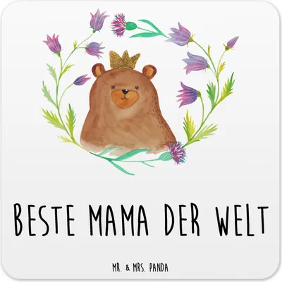 Produktbild von Mr. & Mrs. Panda Untersetzer für Gläser Bär Königin 10er Set - Weiß - Geschenk, Tischuntersetzer, Mama, Mutter, Lieblingsmensch, Mom, Beste, Muttertag, Coaster, Teddy
