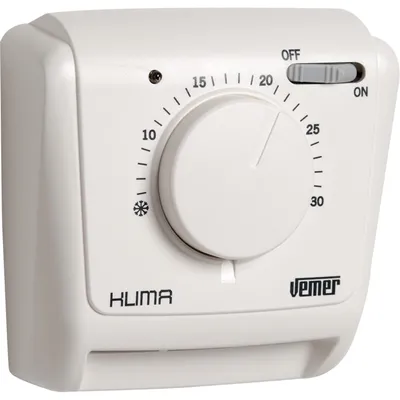 Produktbild von VEMER KLIMA SI Raumthermostat, mechanisch, für Heizung und Klimaanlage, EIN/AUS-Schalter, Weiß