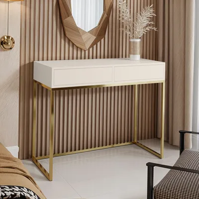 Image de AX LIVING Coiffeuse moderne Lortie 80 cm cachemire structure dorée