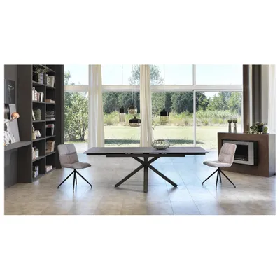 Zdjęcie produktu dla Rozkładany stół od 160 cm do 240 cm Nowoczesny blat ceramiczny na szkle hartowanym w kolorze grafitowym