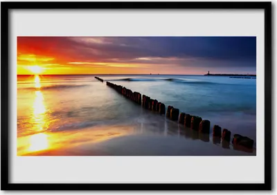 Produktbild von Bild 100x70 MDF-Rahmen Wandkunst Meer, Sonne, Landschaft