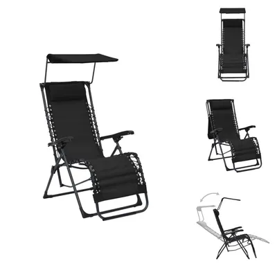 Image de vidaXL Chaise longue pliante Textilène noir - Bains de soleil