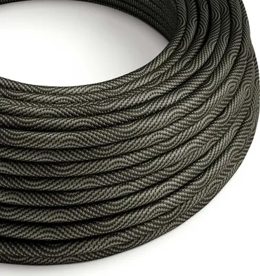 Image de Creative-Cables Câble électrique enrobé de tissu, Section 2x0,75 mm², 50 m, Noir-Gris ERM67, Rond, effet de soie