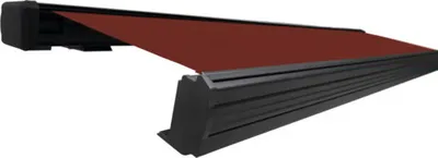 Produktbild von SOLUNA Kassettenmarkise Exquisit 4,5x3,5 Dessin S2209 Gestell DB703 dunkelgrau Antrieb links inkl. Motor und Wandschalte