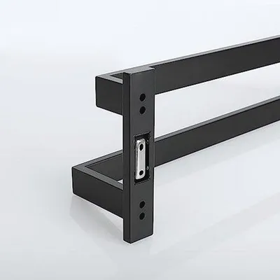 Immagine prodotto di Portasciugamani nero da 40 cm in acciaio inossidabile, doppio