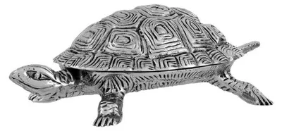 Obrázek produktu pro Casa Padrino truhla s víkem želva mosaz poniklovaná 19,5 x 10,5 x v. 6,5 cm - dekorace