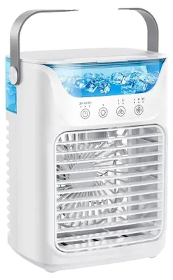 Image de Climatiseur portable, vitesses de ventilation réglables, fonction d'humidification, BLANC