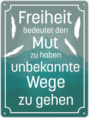 Produktbild von Metallschild XL in 21x28 cm mit schönem Spruch über die Freiheit für das