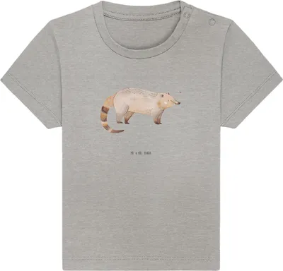 Produktbild von Mr. & Mrs. Panda  T-Shirt Nasenbär 6. - 12. Monat - Heather Grey - Geschenk, Bär, Babyshirt, Lustige Sprüche, Rüsselbär, Nasenbären, Kinder, Baby Shirt, Oberteil