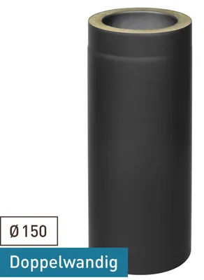 Produktbild von Raik Coltherm Längenelement 150mm schwarz doppelwandig L: 500mm für Rauchrohr / Ofenrohr