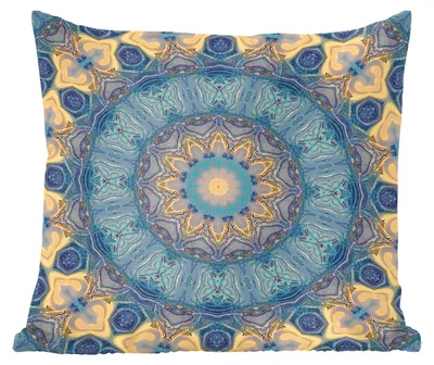 Produktbild von MuchoWow® Zierkissen Sofakissen Wohnzimmer Dekokissen 40x40 cm Kreis - Blau - Mandala - Foto Kissen - Schlafzimmer Dekoration