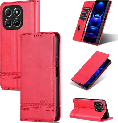 Produktbild von Leder Hülle für Honor X6B, Klapphüllen Brieftasche Magnetverschluss Ständer Schutzhülle Rosa