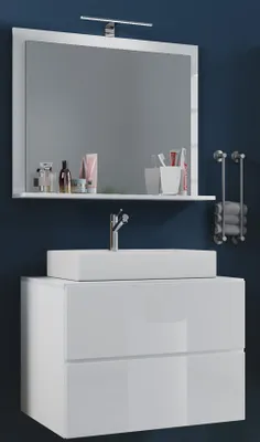 Produktbild von VCM 3-tlg. Waschplatz Waschtisch | Waschbecken Unterschrank Breite 60 cm | Badmöbel Set mit Schubladen Spiegel | Lendas