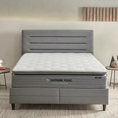 Productafbeelding van Pointhome Yatas Beddenboxspringset, 90 x 200 cm, Supreme Pedic matras, boxspringbedden, pocketveringmatras met topper, hoogte 28 cm, H4