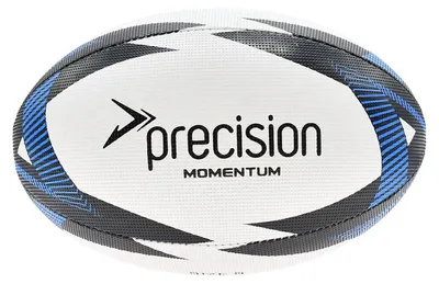 Produktbild von Precision Rugby Trainingsball Momentum weiß schwarz blau Größe 5 langlebig