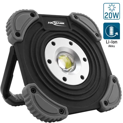 Immagine prodotto di ANSMANN Faretto da cantiere a LED con batteria ricaricabile 2000 lumen e 20W - Faretto LED robusto IP64
