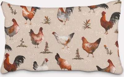 Produktbild von SCHÖNER LEBEN. Kissenhülle Chicken Farm Hühner natur braun Größe 60x80cm (HxB) 60x80cm (HxB) Größe