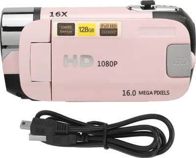 Zdjęcie produktu dla D90 1080p 16 MP kamera cyfrowa 2,4 cala obrotowa kamera z 16-krotnym zoomem, rejestrator wideo HD z wypełnieniem, różowy