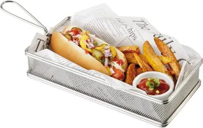 Produktbild von APS 40611 Servier-Frittierkorb SNACKHOLDER, Edelstahl, 26 x 13 cm, Höhe 5 cm