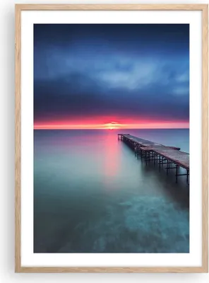 Produktbild von Gerahmtes Poster - Rahmen in heller Eiche - Brücke Meer Landschaft - 50x70 cm - Wand Bild - Wanddeko - Wandbilder - Kunstposter - Wandposter - Bilderrahmen - Bilder - Kunstdruck - P2NPA50x70-4955