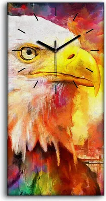 Produktbild von Leinwand Wanduhr Wandkunst Uhr 30x60 Kunst Architektur Vogeladler Stadtraum - schwarze Hände