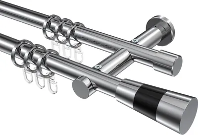 Produktbild von Interdeco Gardinenstange / Vorhangstange Chrom, Typ Platon Tanara (Konus Bicolor), 20 mm Ø 2-läufig, 260 cm