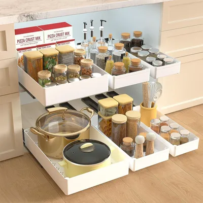 Image de Set de 3 organisateurs de placard de cuisine extensibles