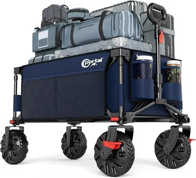 Immagine prodotto di Carrello da spiaggia pieghevole con portellone, dotato di grandi ruote, capacità di carico: 102 kg