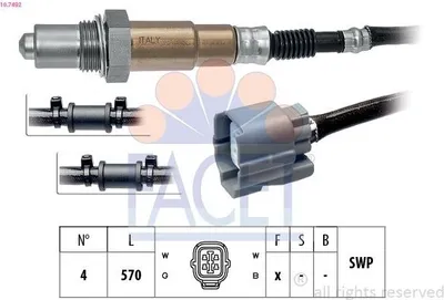 Produktbild von FACET Lambdasonde für HONDA CIVIC VII Hatchback (EU, EP, EV) Beheizt Planarsonde 570mm 10.7492
