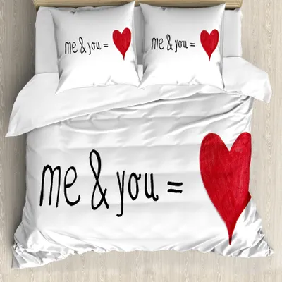 Produktbild von ABAKUHAUS Liebe Bettbezug, Wörter Affection Romantik, Milbensicher Allergiker geeignet mit Kissenbezügen, 200 cm x 200 cm - 80 x 80 cm, Rot Schwarz Weiß
