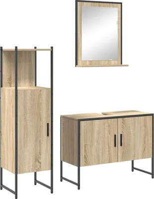 Imagen del producto de Juego de muebles de baño 3 uds. Marrón 33 x 33 x 120,5 cm