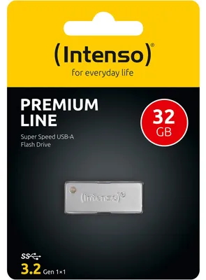 Obrázek produktu pro Intenso Premium Line, 32 GB, USB Typ-A, 3.2 Gen 1 (3.1 Gen 1), 100 MB/s, Bez krytky, Stříbrná