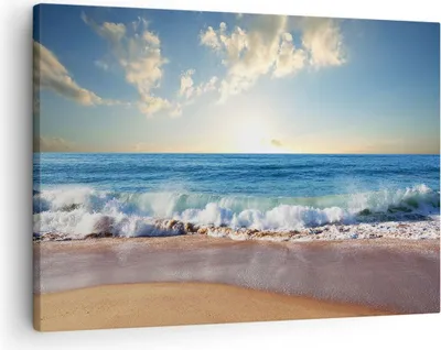 Produktbild von Bild auf Leinwand - Leinwandbild - Meer Ufer Wasser - 70x50cm - Wand Bild - Wanddeko - Wandbilder - Leinwanddruck - Bilder - Kunstdruck - Wanddekoration - Leinwand bilder - Wandkunst - AA70x50-3551