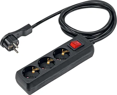 Produktbild von as-Schwabe 3-fach Steckdosenleiste Schalter 230V 16A 2m Mehrfachsteckdose IP20