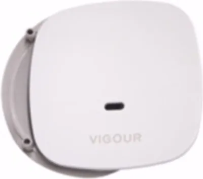 A white VIGOUR drain cover for a mineral cast shower tray.