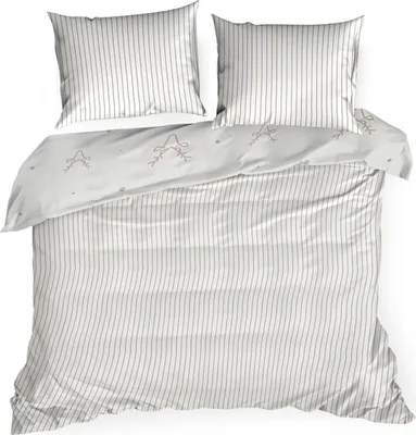 Imagen del producto de EUROFIRANY | Ropa de cama navideña - Algodón - 140 x 200 cm - Juego de cama - Blanco - Motivo navideño