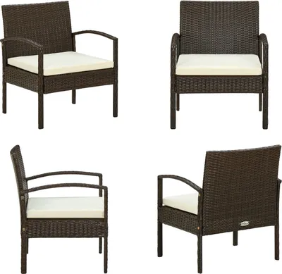 Produktbild von vidaXL Gartenstuhl mit Kissen Poly Rattan Braun - Sessel - Gartensessel - Gartenstuhl - Gartenstühle