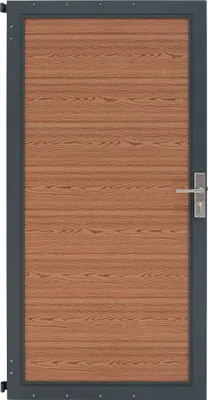Produktbild von WPC Sichtschutzzaun Tor Braun 90cm x 180cm Metall Garten Griffschloss Sicherheit