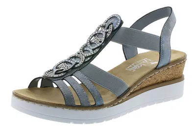 Produktbild von Rieker V38H8-12 Damen Sandalen Sandaletten Keilabsatz Plateau, Größe:42 EU, Farbe:Blau