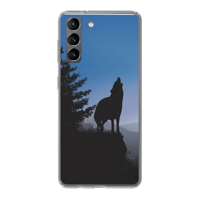 Produktbild von MuchoWow® Handyhülle Schutzhülle Hülle für Samsung Galaxy S21 Wolf - Bäume - Scherenschnitt Silikon Softcase Handy Hülle - Softcase