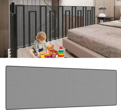 Produktbild von JNGLGO Kinder Sicherheitsnetz, Baby Balkon Gel?nder Treppenhaus Schutznetz, 200Lx90H cm Erh?htes Langlebiger Treppenschutznetz Treppengel?nder Zaun Mesh-Schutznetz fš¹r Kinder Haustiere, Schwarz
