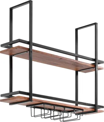 Produktbild von Hängeregal Aro 100cm Deckenregal Wandregal mit Weinglashalterung Weinregal Möbel