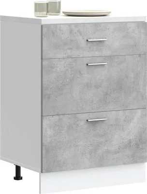 Produktbild von "2026 Promotion" Küchenunterschrank - Sideboard Küche - Lyon Betongrau Holzwerkstoff - Mehrzweckschrank CC31367