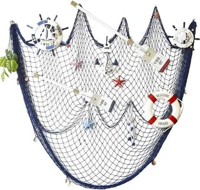 Produktbild von Dekorative Fischernetz-Dekoration, Mittelmeer-Piraten-Strand-Mottoparty-Dekorationen (Blau, 2 m x 4 m)