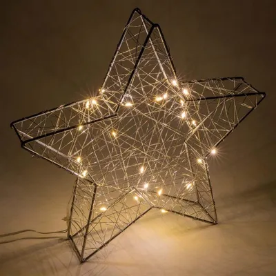 Zdjęcie produktu dla Dekoracyjna metalowa gwiazda 25 LED - srebrna