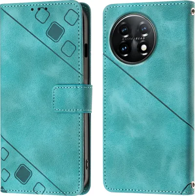 Obrázek produktu pro Pouzdro pro OnePlus 11 vyražené Flip kožené peněženkové pouzdro s funkcí stojánku zelené