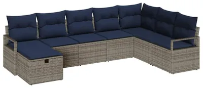 Image de Ensemble de Canapés avec coussin 8 pcs Gris polyrotin
