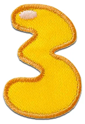 Produktbild von Zahl 3 - 2.3 x 3.1 cm: Zahl/Ziffer Bunt - Aufnäher, Bügelbild, Aufbügler, Applikationen, Patches, Flicken, Zum Aufbügeln